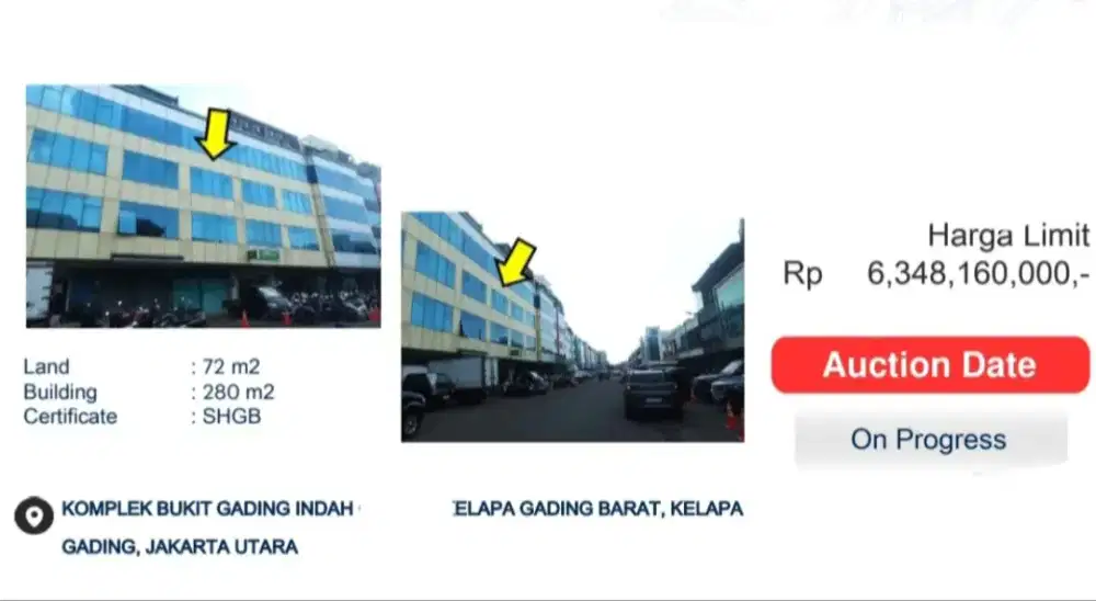 Dijual Ruko 4 Lantai Komplek Bukit Gading Indah