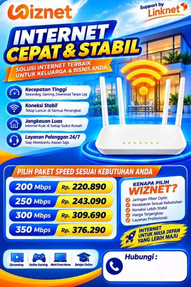 Jasa pasang internet wifi unlimited wiznet Jabodetabek