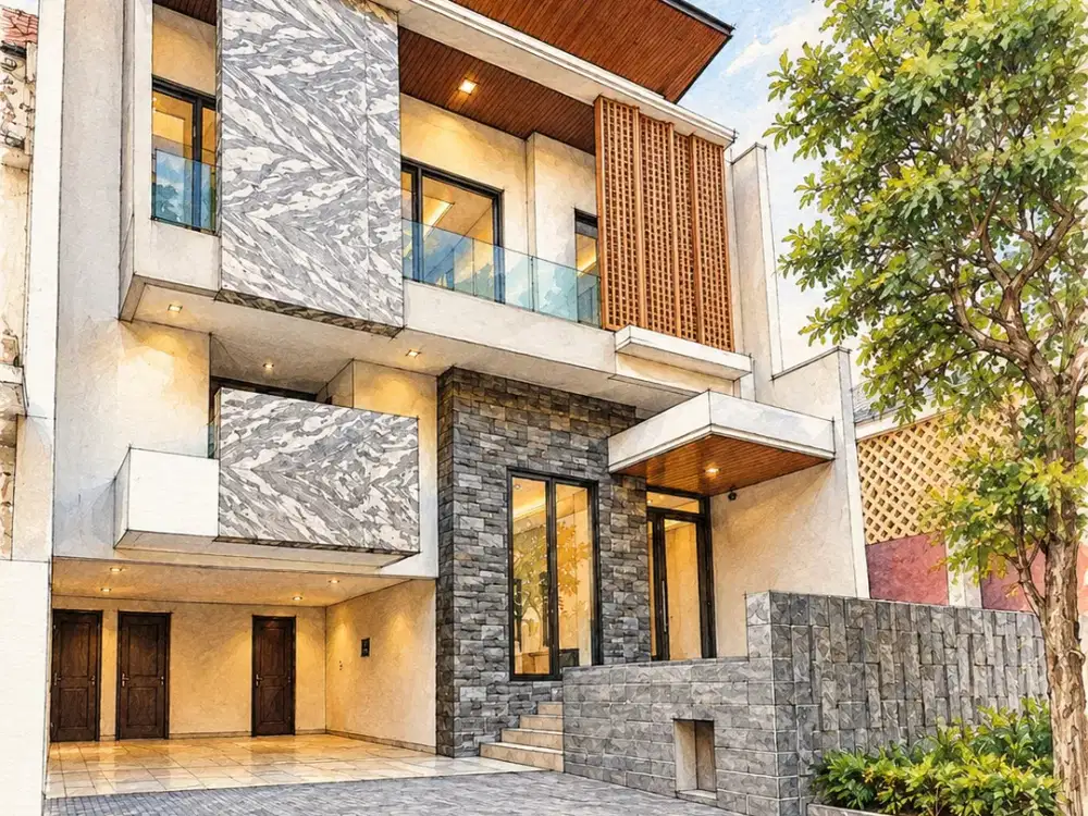 DIJUAL RUMAH CITRALAND UTAMA 2.5LT 5KT SPLIT LEVEL MODERN TROPIS BARU GRESS