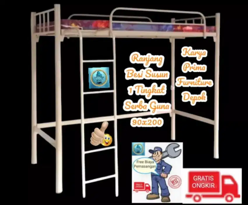 Ranjang Besi Susun 1 Tingkat Serba Guna 90x200 kuat awet 1.450.000 COD