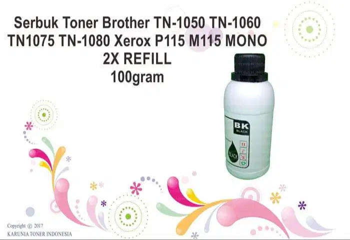 Serbuk Toner Brother TN-1050 TN-1060 TN1075 TN-1080 Xerox P115 M115