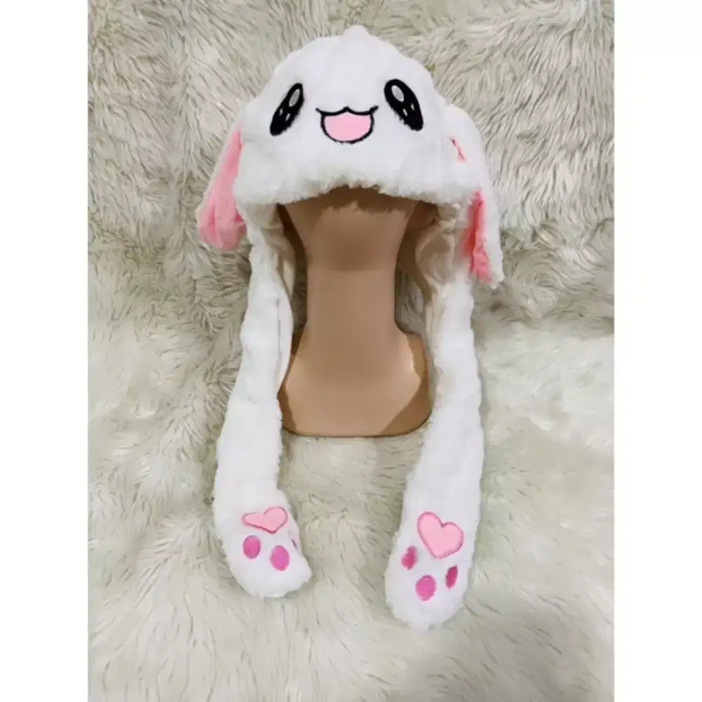 Topi Kupluk Model Telinga Kelinci Lampu Led & Non Led