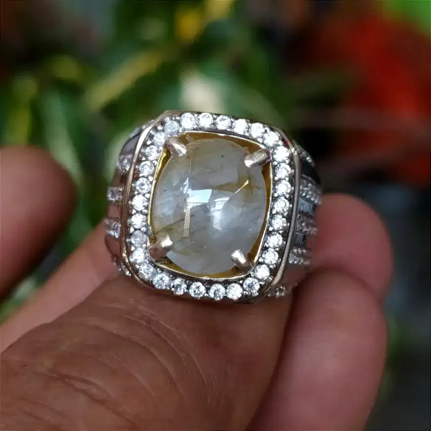 Sapphire kristal Srilanka ring perak