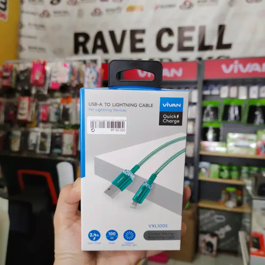 Kabel Data VIVAN VXL 100S 2,4A iPhone gransi resmi (rave cell sako)