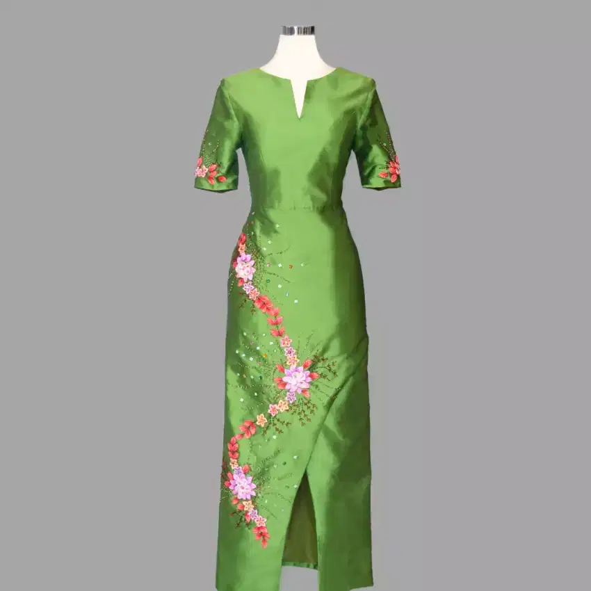 Green petals dress