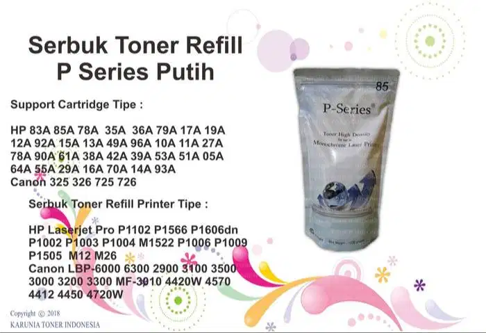 SERBUK TONER P-SERIES KEMASAN SUSU 35A For use in Laser Murah