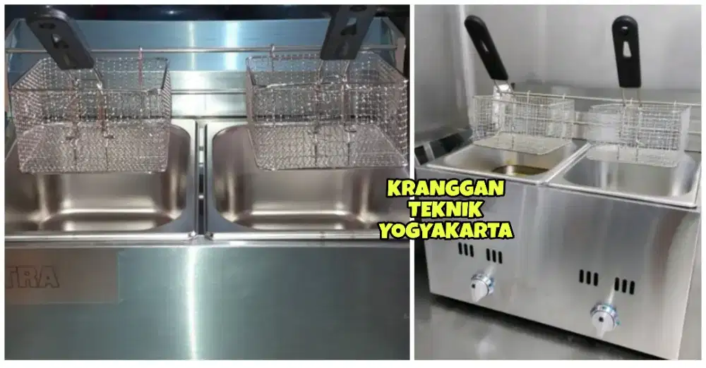 (KRANGGAN TEKNIK)deep fryer gas 2 tungku penggorengan ayam kentang