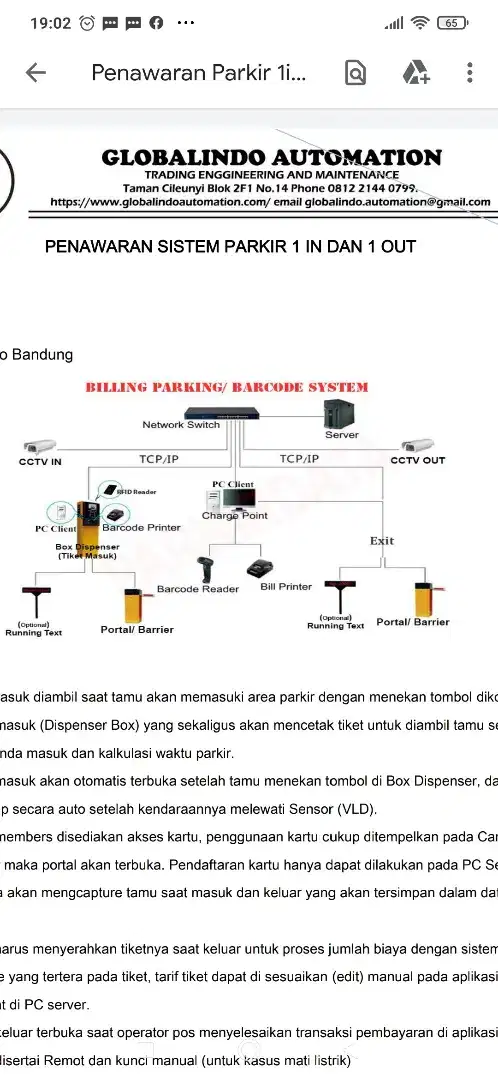 Sistem parkir, palang parkir, parking system