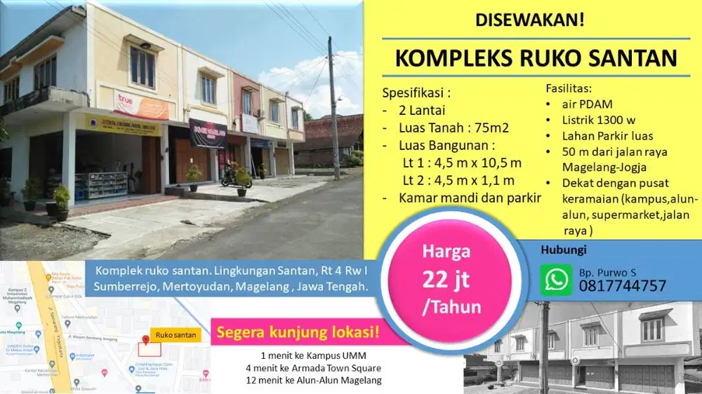 DISEWAKAN KOMPLEK RUKO DENGAN BANGUNAN BESAR DAN LOKASI STRATEGIS YANG