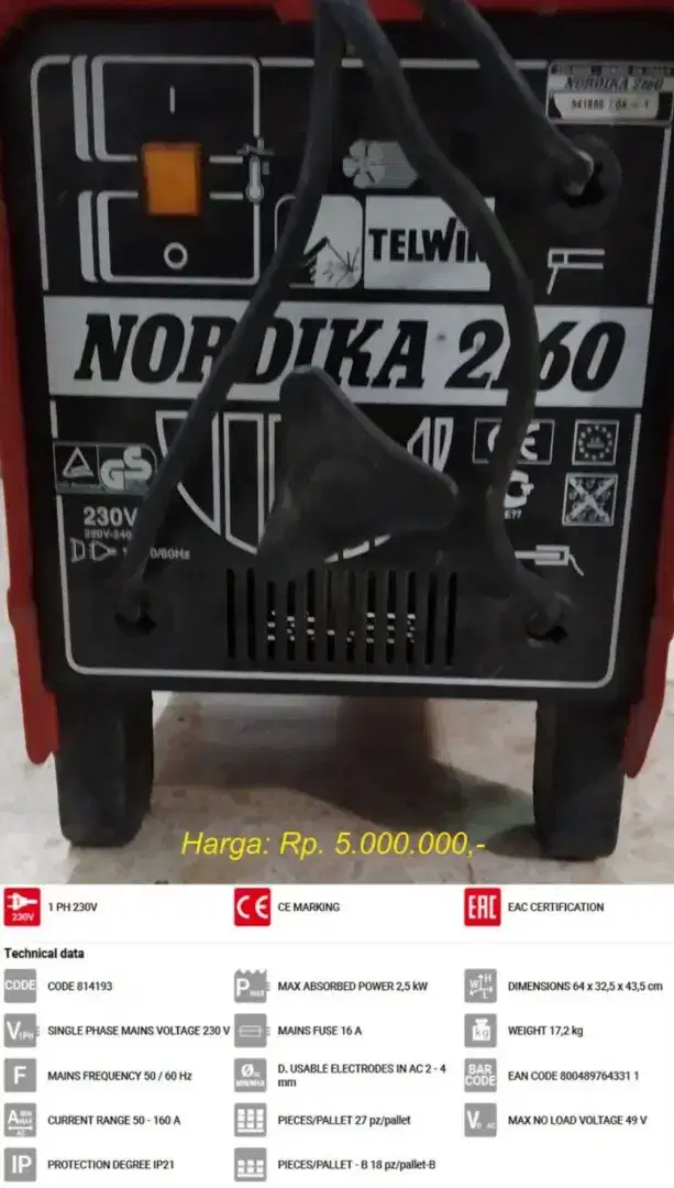 Mesin Las Nordika 2160 Made In Italy