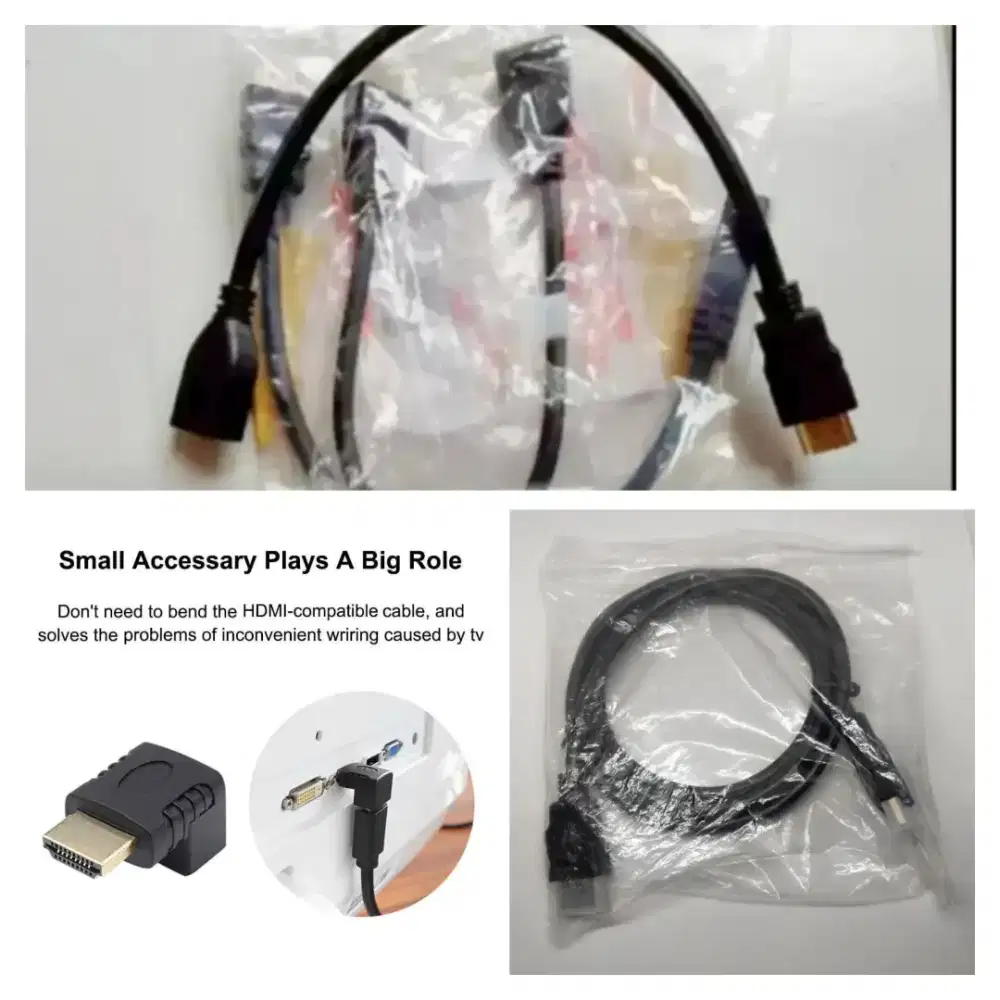 Kabel hdmi male to male 1.5 m, adapter hdmi bntuk L & extesion hdmi