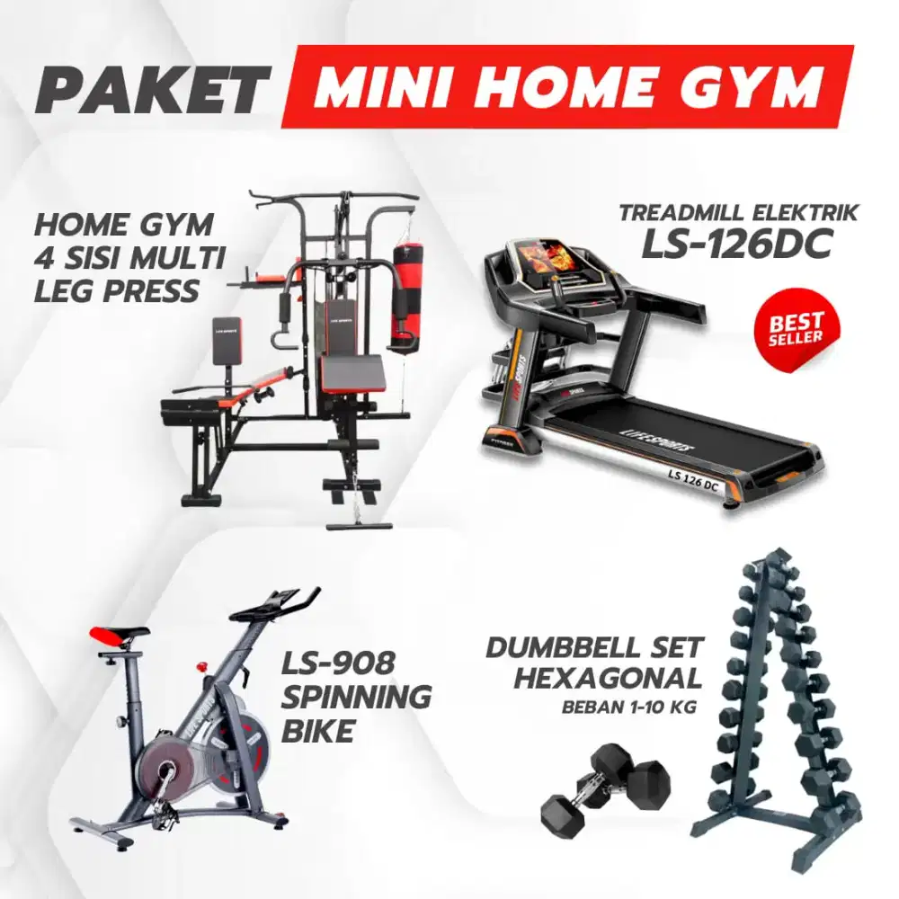Paket Mini Home Gym 1
Terdiri dari 4 unit Alat Fitness & Gym