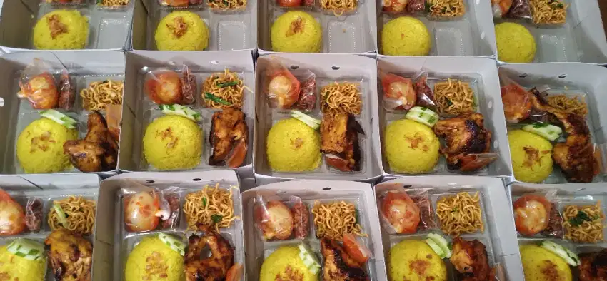 Paket nasi kotak nasi kuning ayam bakar siap kirim