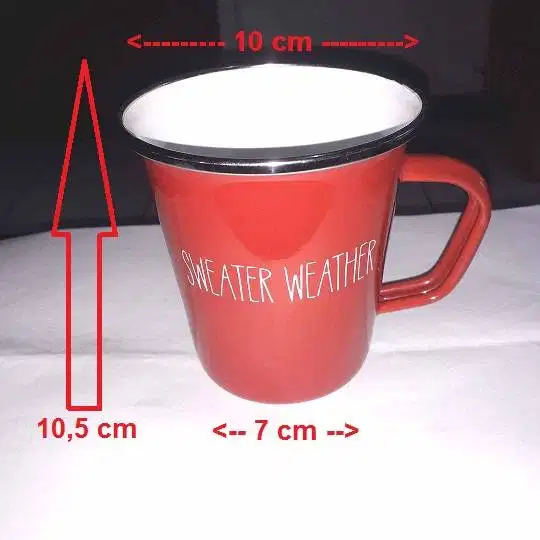 Gelas Mug Latte Mug bahan Enamel 10 x 7 x 10,5 cm