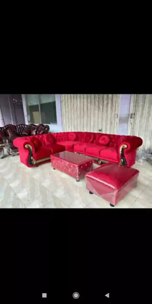 Sofa Clasterfild Sudut + Meja & puff