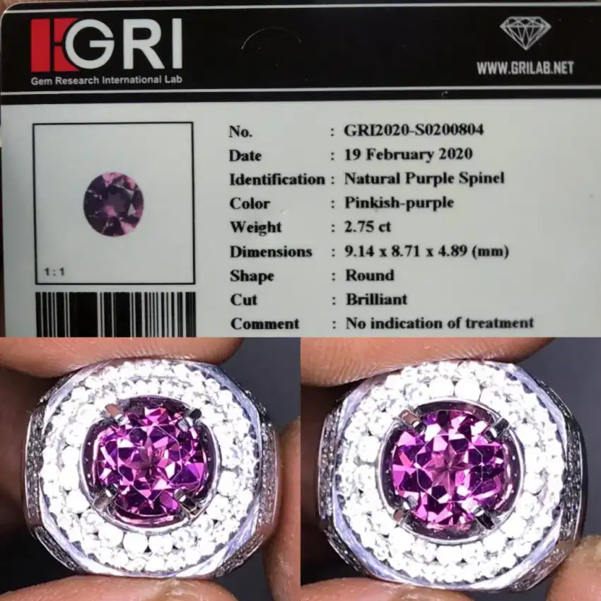 NATURAL PURPLE SPINEL 2.75 CTS HQ