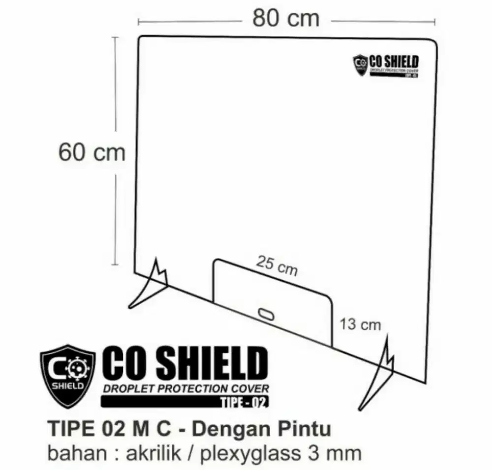 Sekat partisi akrilik custom pakai/tanpa lubang/dengan pintu