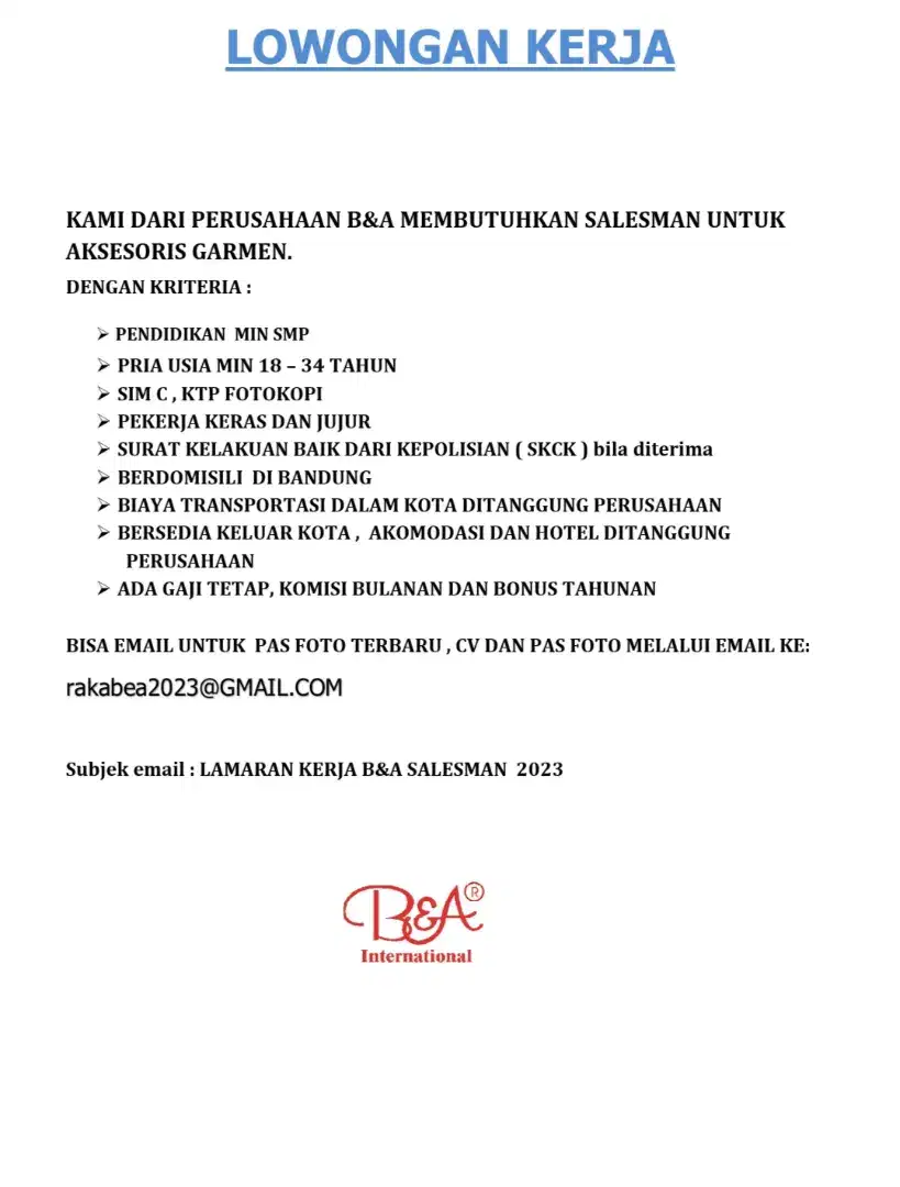 Marketing sales aksesoris dan garment