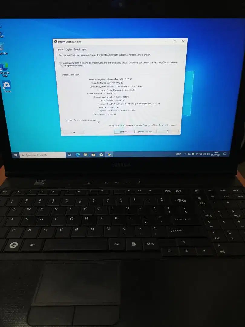 JUAL CEPAT LAPTOP TOSHIBA RAM 8GB SSD 128GB + HDD 1TB (1000GB)