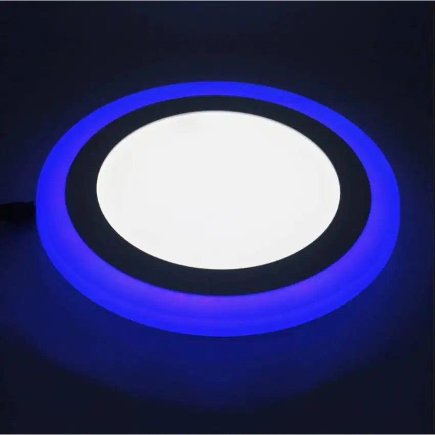 Downlight Led Bulat Inbow 2 Warna 12+4W Putih-biru - putih list biru