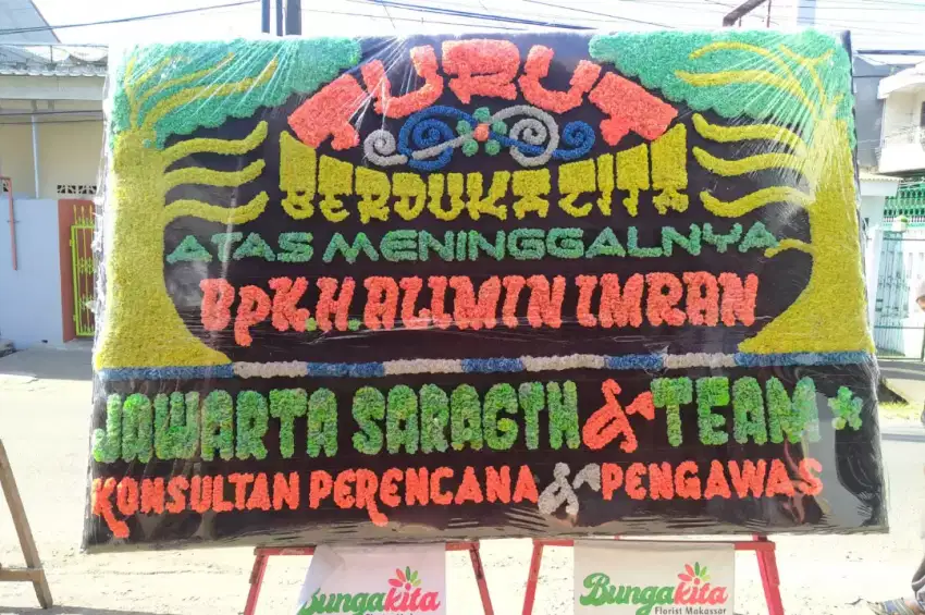 KARANGAN BUNGA UKURAN 3 X 2 UCAPAN DUKA CITA