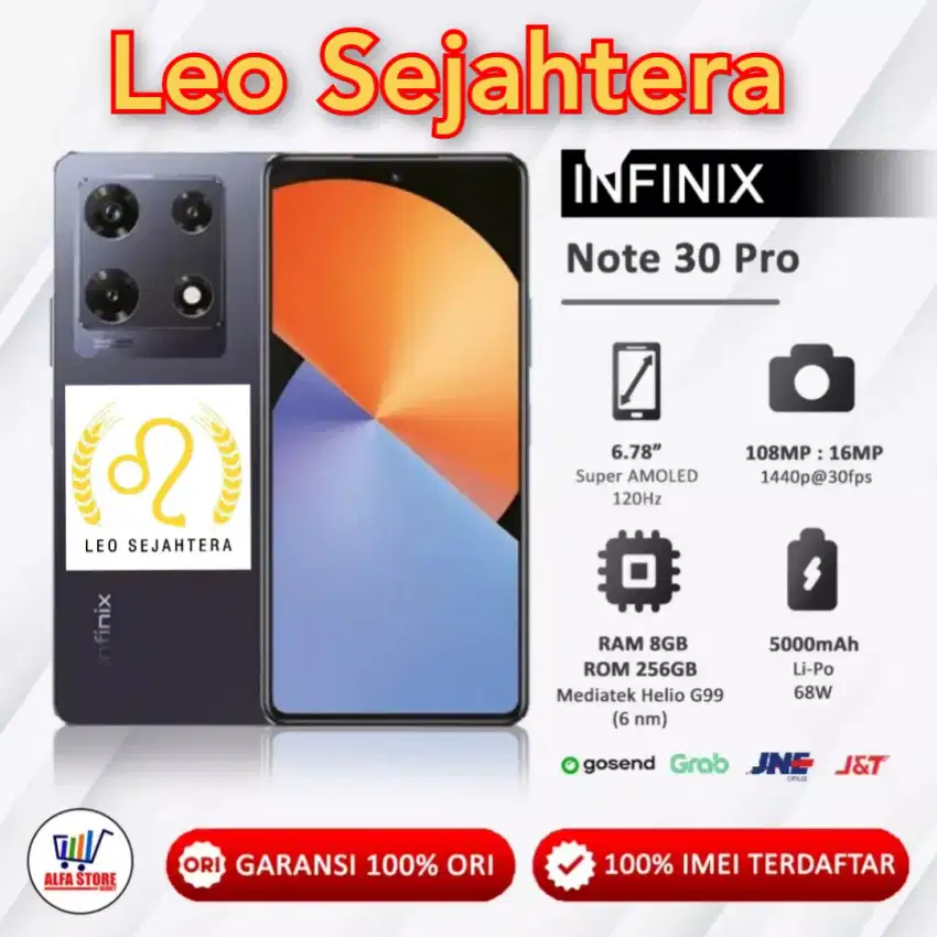 Infinix note 30 pro ram 8gb 256GB bonus wireless charging garansi 1thn