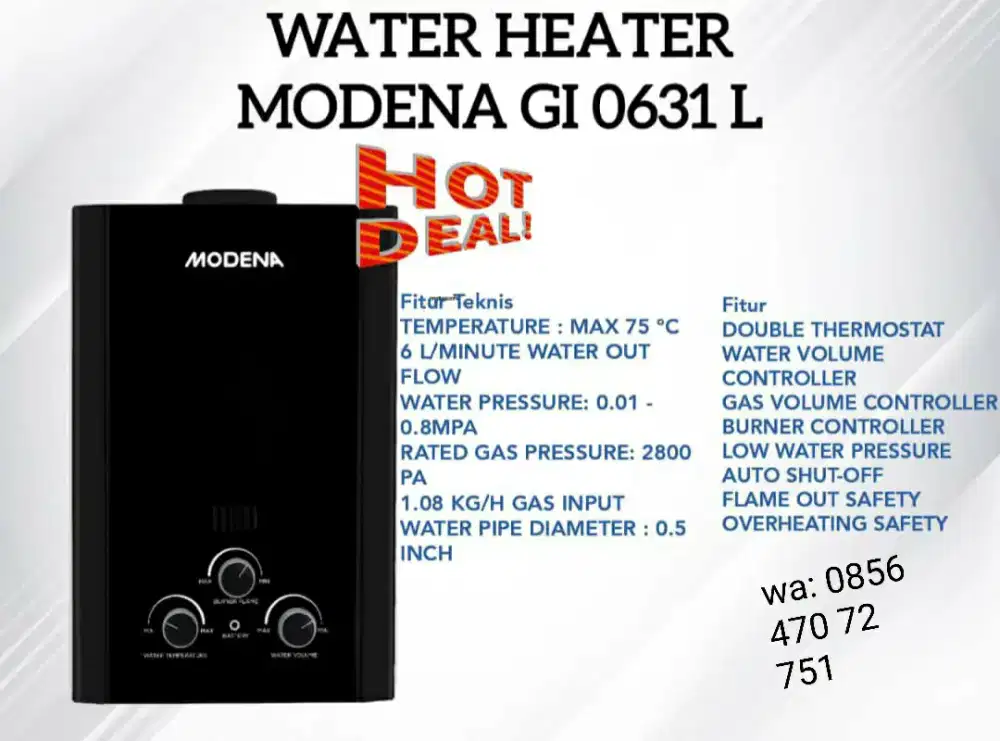 Water Heater Gas Modena GI0631-L