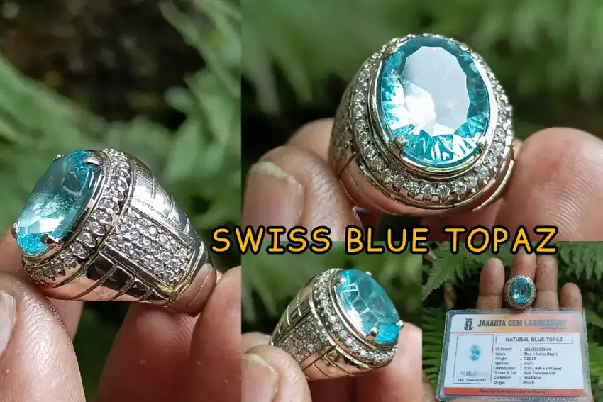 ASLI NATURAL BLUE TOPAZ HQ sdh MEMO RING NO.8