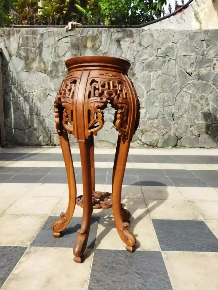 Meja hiasan kayu jati asli