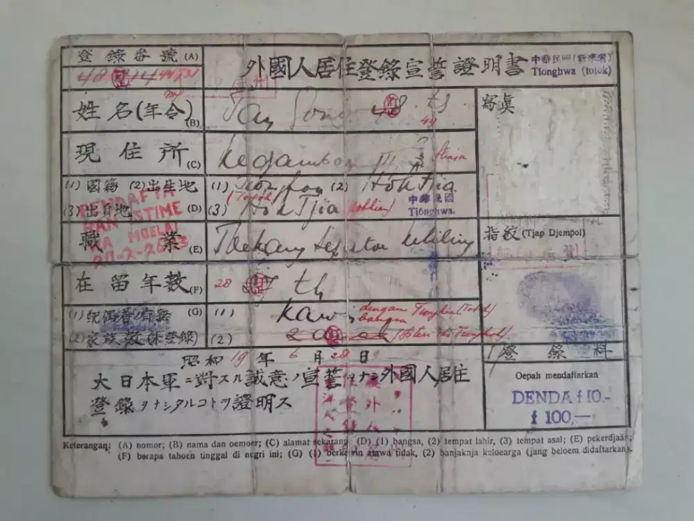 SANGAT LANGKAH!!! Jual Surat Kartu Antik Kuno Jaman Pendudukan Jepang