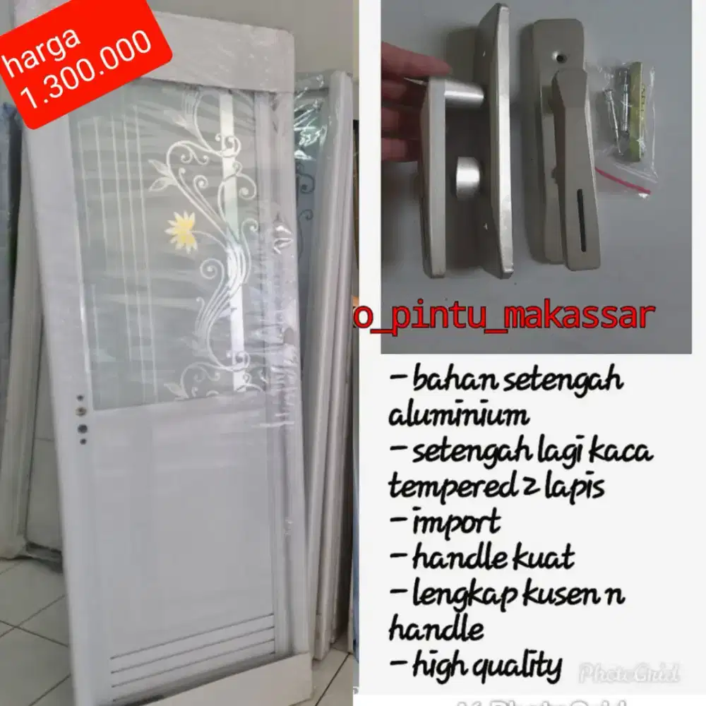 Pintu Wc /pintu kamar mandi /aluminium /kaca temperred 2 lapis import