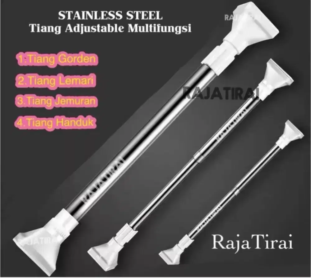 Tiang pipa fleksibel 160cm - 300cm stainless