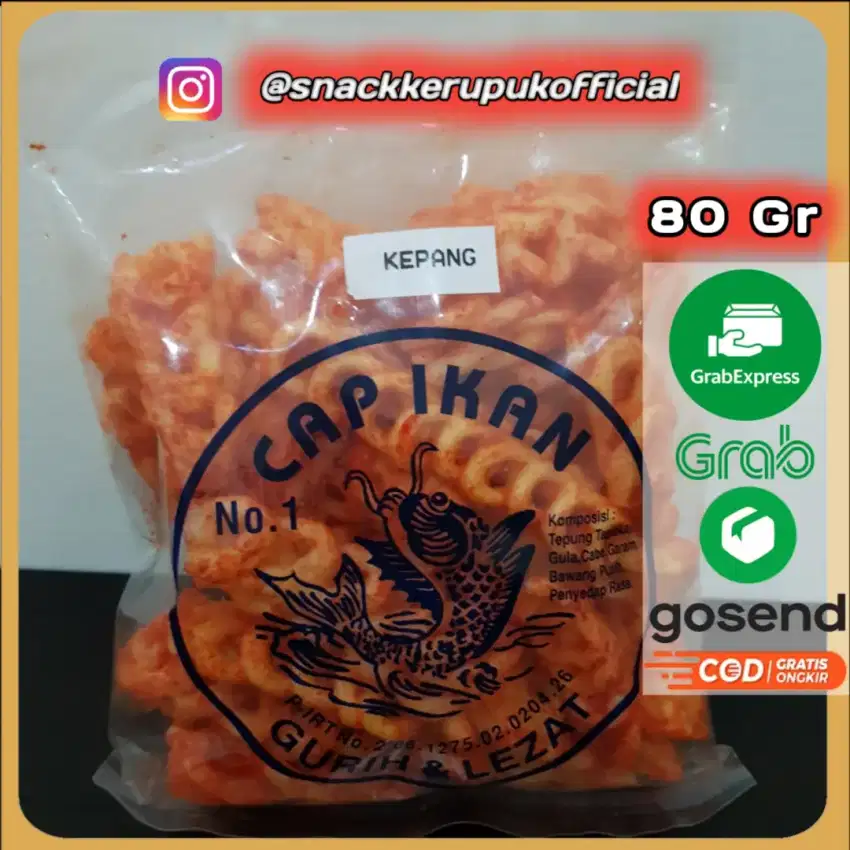 Snack Kerupuk Model Kepang Cap Ikan Keripik Pedas Balado