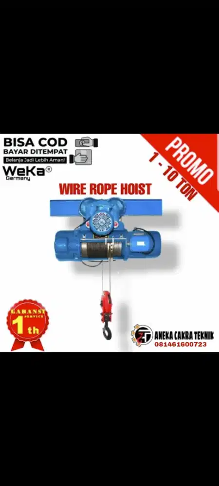 Electric Wire Rope Hoist 5 Ton x 12 meter WEKA GERMANY