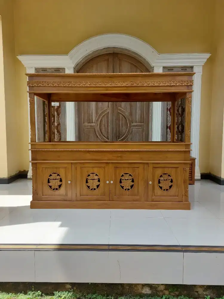 Bufet Aquarium Minimalis Kayu Jati Jepara