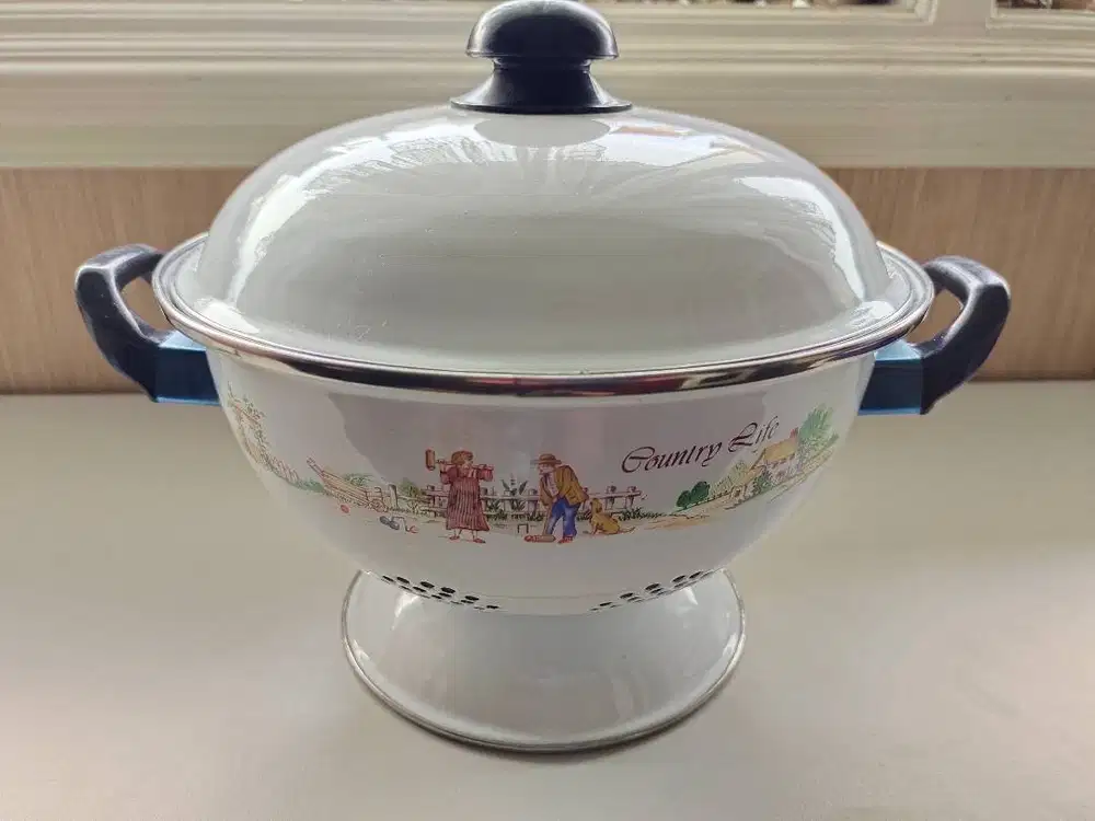 Classic Rice serving Bowl (Bakul Nasi) P-81 Enamel Putih Murah