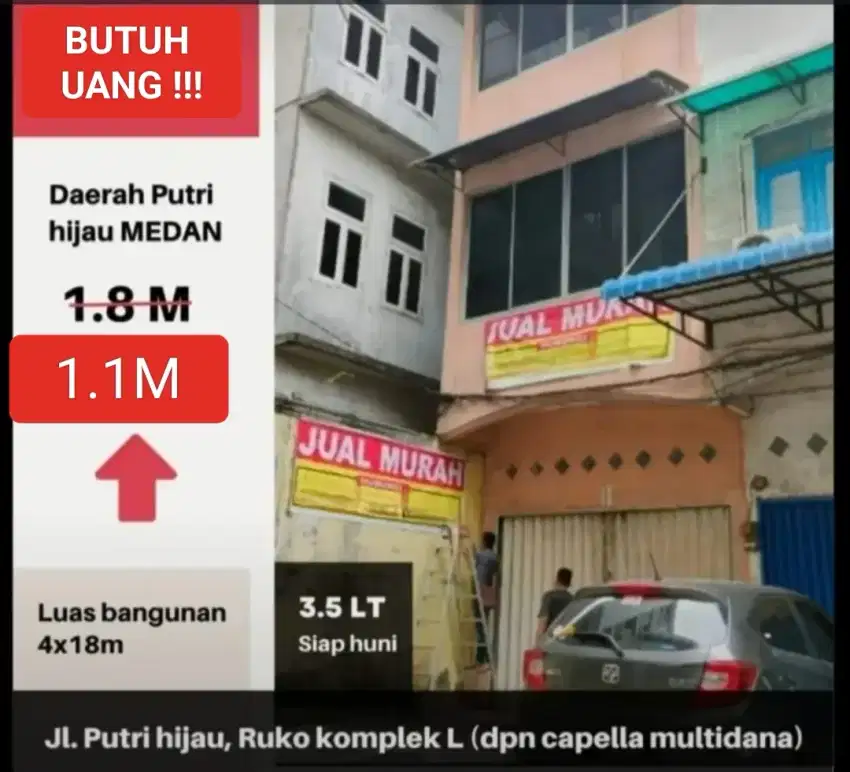 MURAH / RUGI! Ruko Putri Hijau dalam komplek L