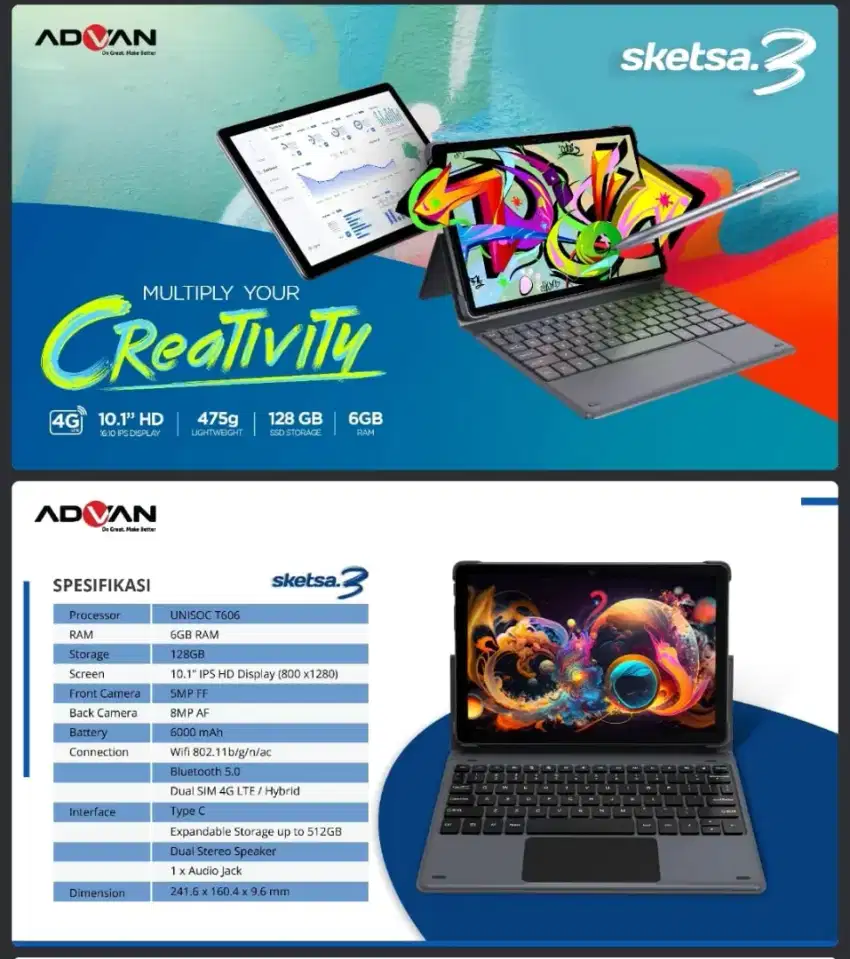 Advan tab sketsa 3 BNIB - bisa cod