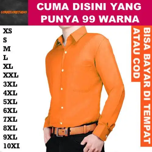 Hem Cowok Panjang Polos Formal ORANYE CERAH JINGGA ORANGE TUA GELAP