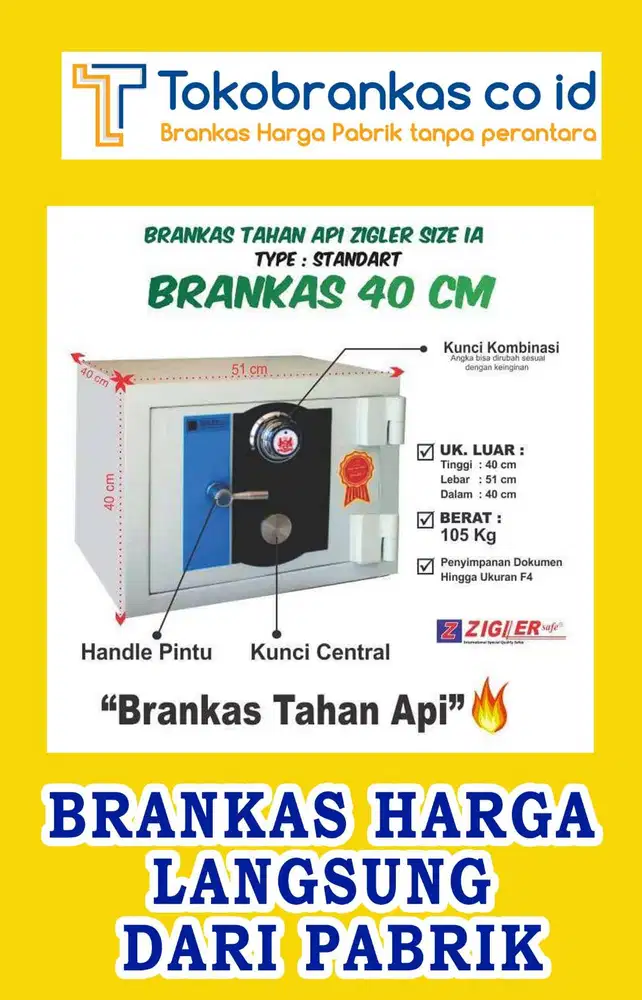 Brankas Zigler Safe 1A Tahan Api ber SNI 4Jtan bukan abal-abal ya