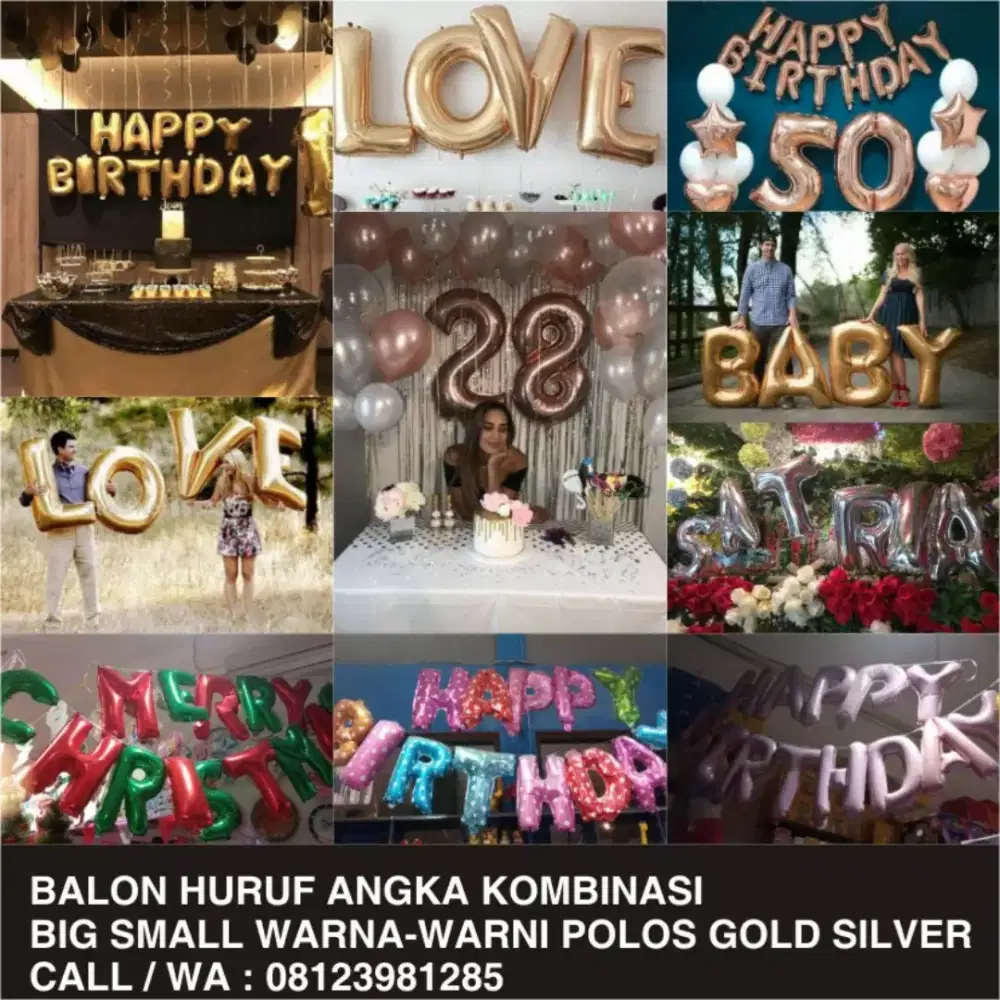 Balon Huruf Angka Besar Kecil Warna-warni