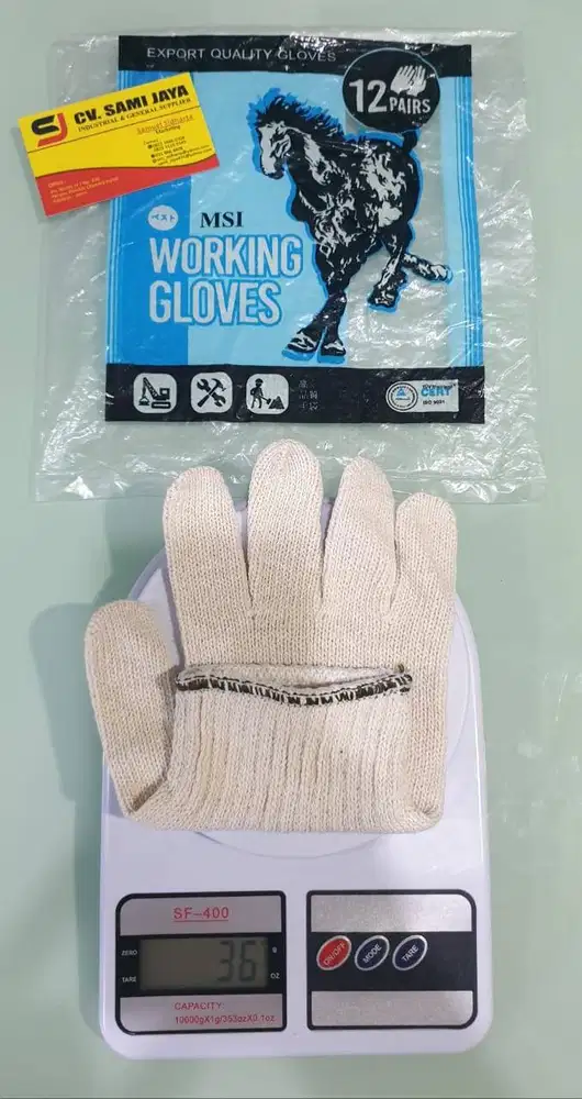 Sarung Tangan Kerja Putih KUDA (B8) asli