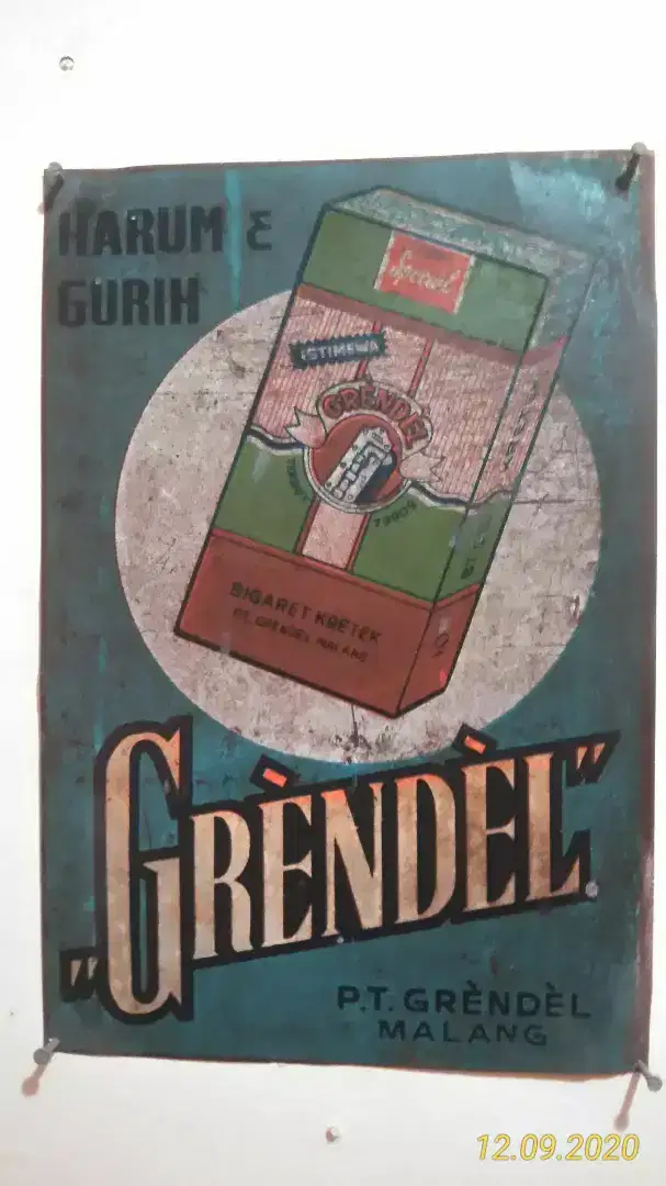 Seng Reklame Rokok Grendel