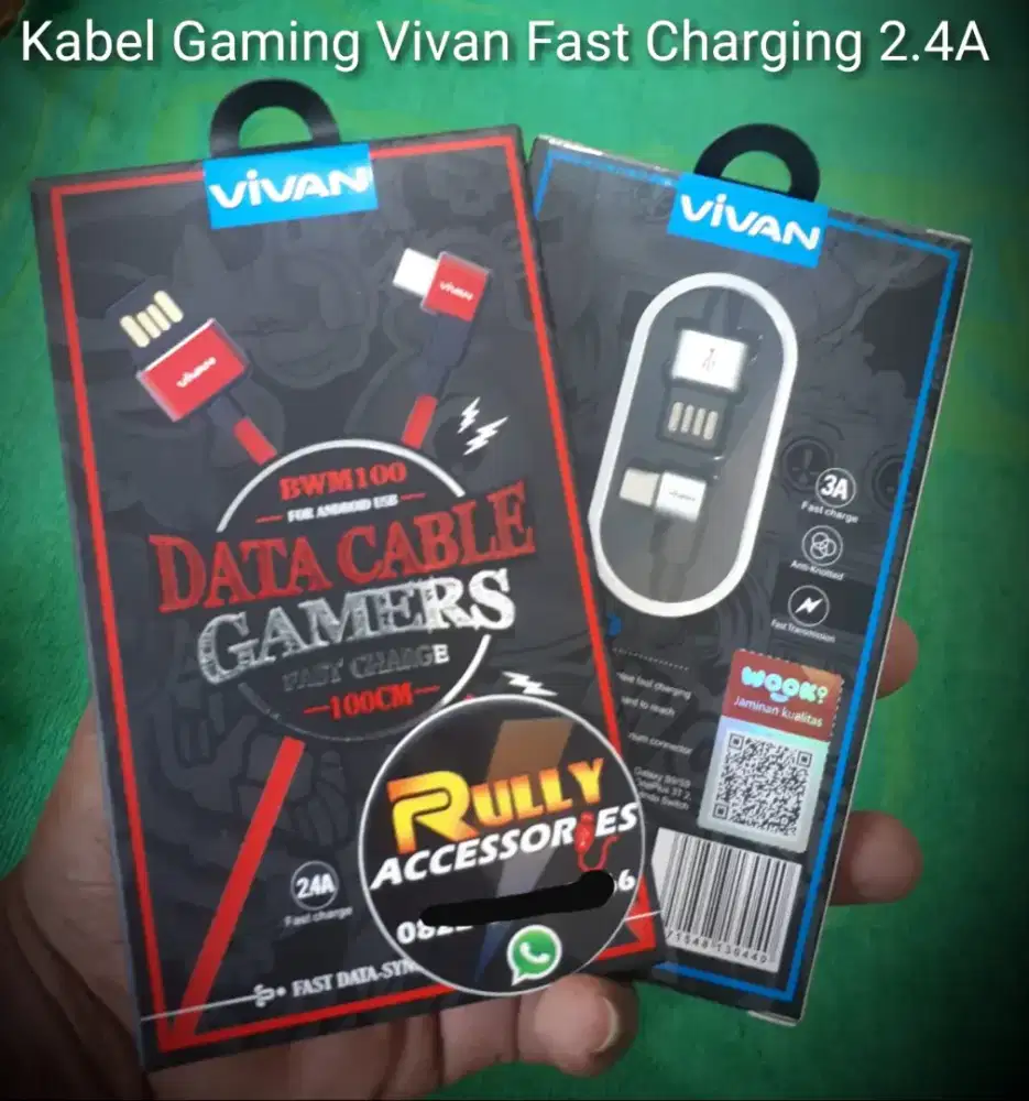Kabel data Charger Gaming Vivan Micro Type C iPhone Original