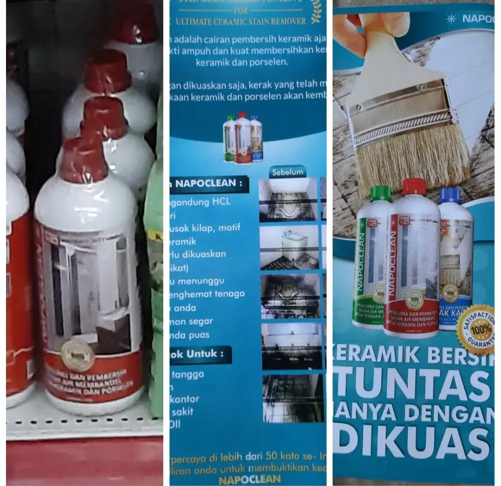 NAPOCLEAN PEMBERSIH kerak.air hanya.dikuas ..kerak bandel amblas