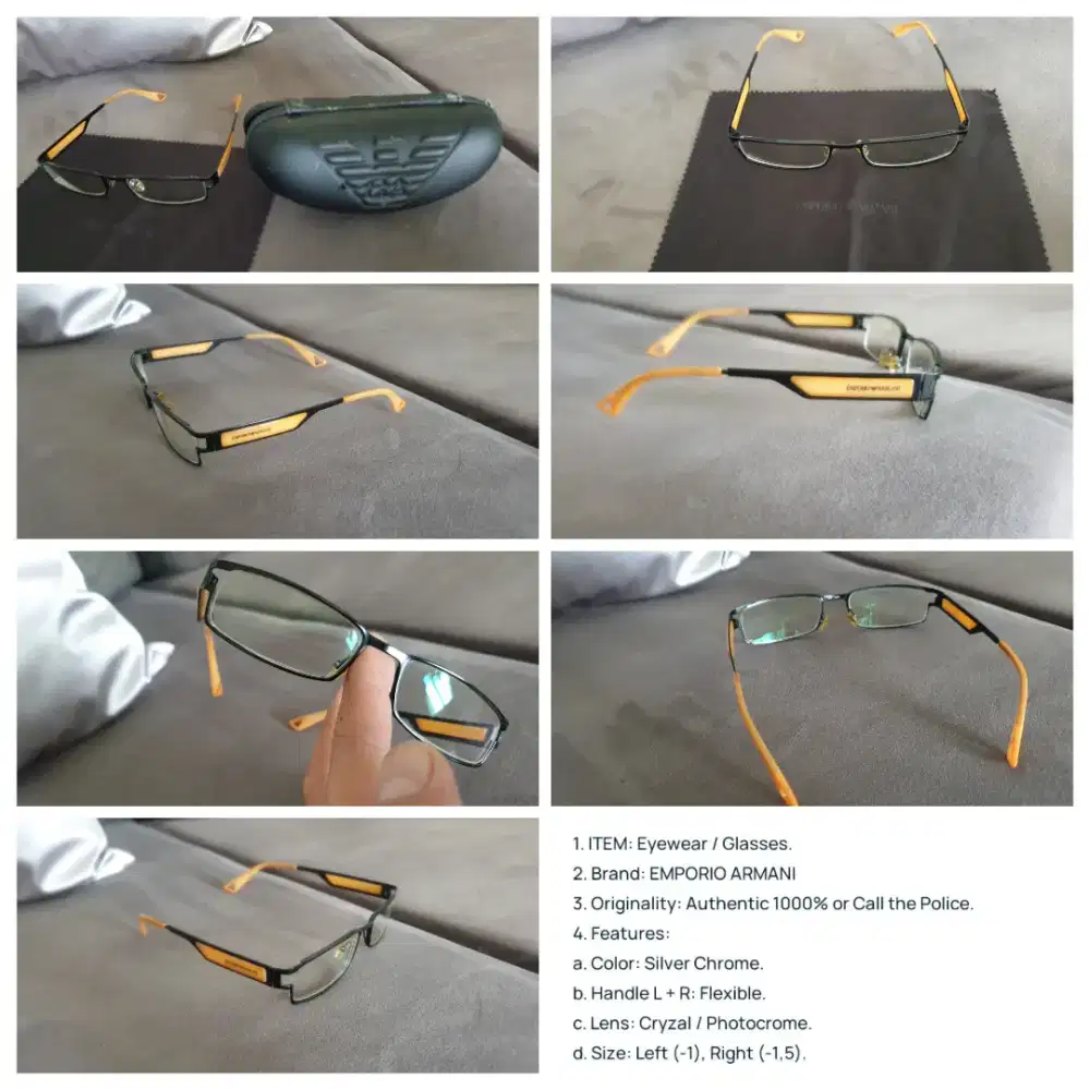 EYE02-PRELOVED EMPORIO ARMANI KACAMATA AUTHENTIC 1000% LIKE NEW NEGO.