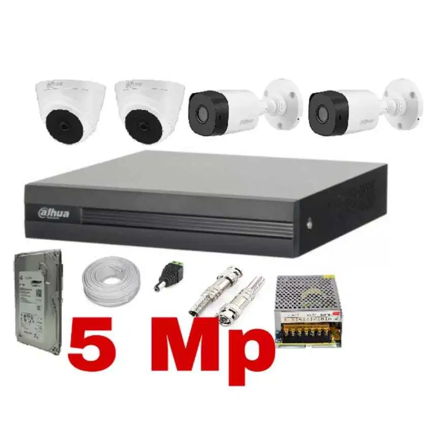 Paket komplit 4 camera cctv Dahua 5 Mp Include pemasangan