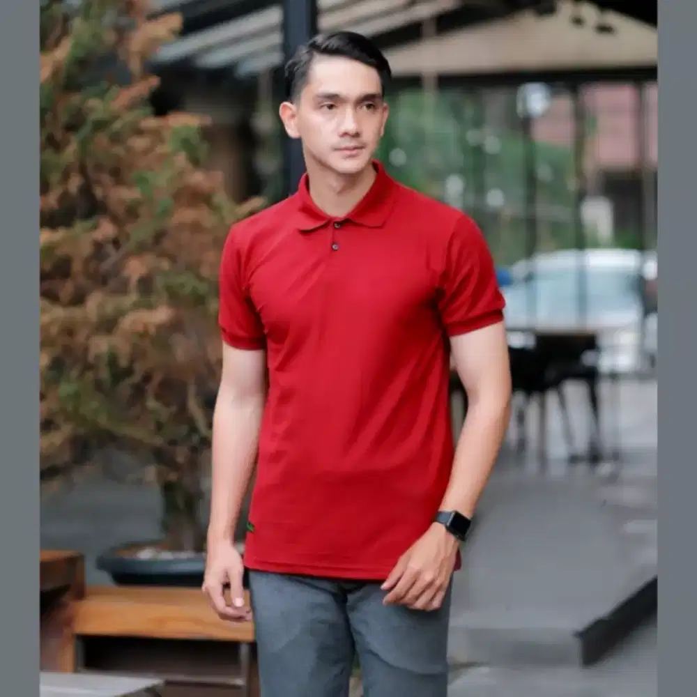 Baju Poloshirt Polos warna Merah