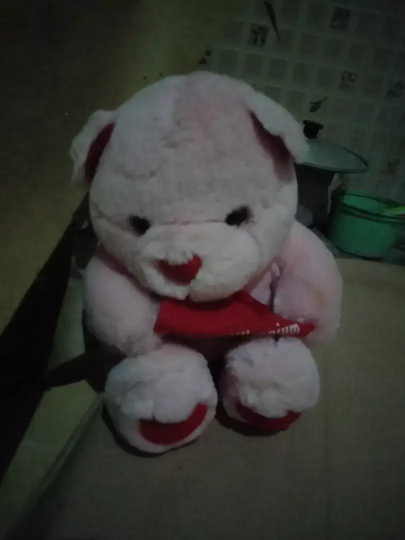 Boneka bear warna merah muda