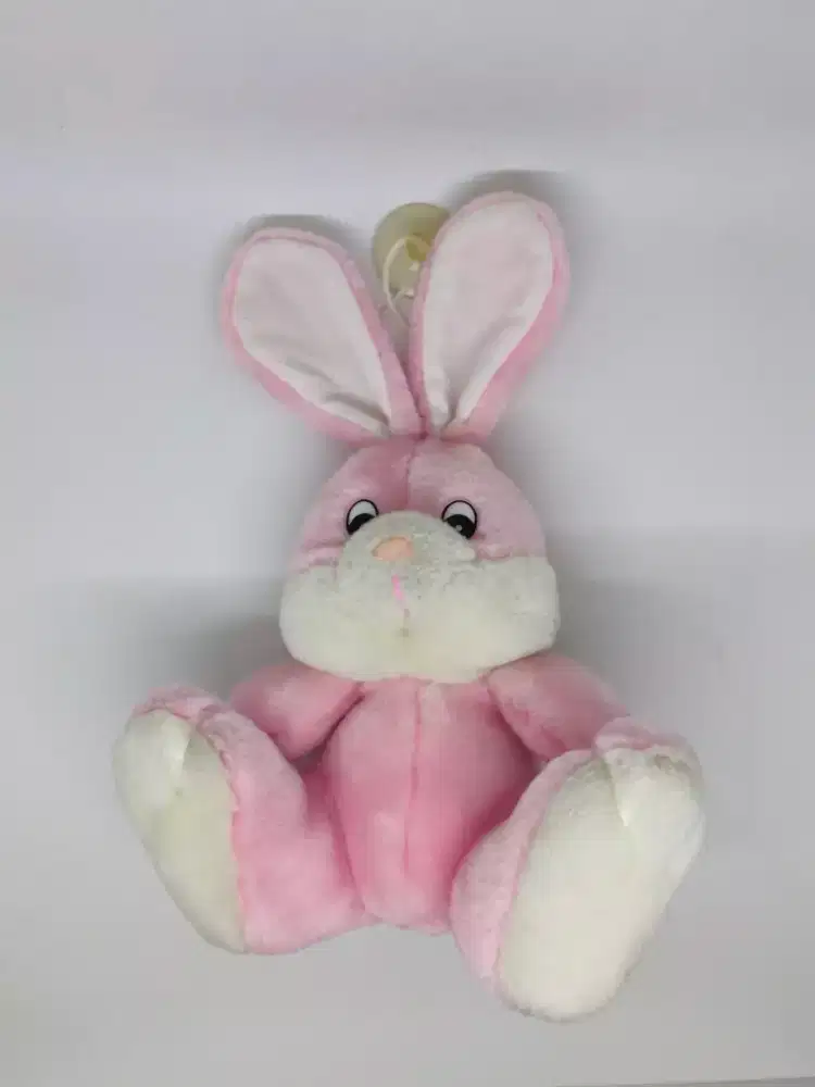 2 pcs Boneka kelinci pink gantungan mobil dan babi kuning